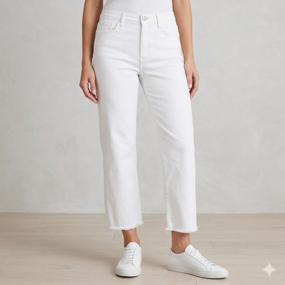 Joe's Jeans Women's Sz 32 Utility Straight Leg High Rise Stretch Milk White Crop